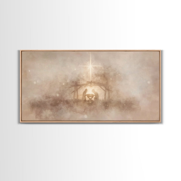 Nativity Wonder, Framed Canvas Print, Christian Art, Christian Christmas Art, Christian Art Canvas, Christmas Wall Art, Christian Wall Art