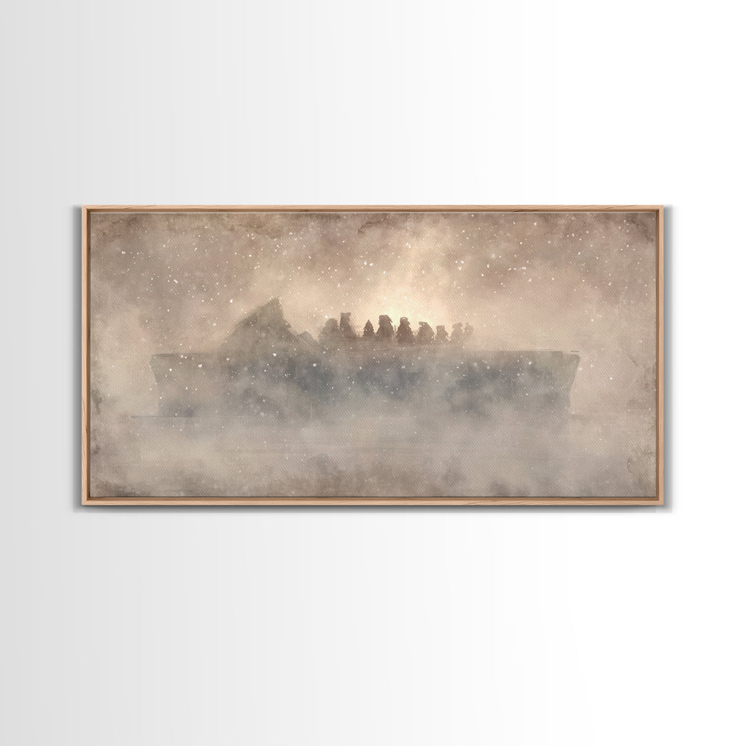 Silent Nativity Night – Framed Canvas Print – Christian Christmas Art – Christian Art – Christmas Art – Christian Art Canvas – Christian Wa