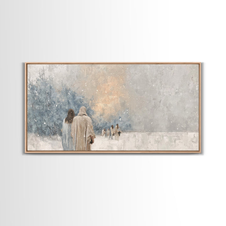 Winter Pilgrims – Framed Canvas Print – Christian Wall Art – Christian Art Canvas – Jesus Painting – Christian Christmas Art – Christian De