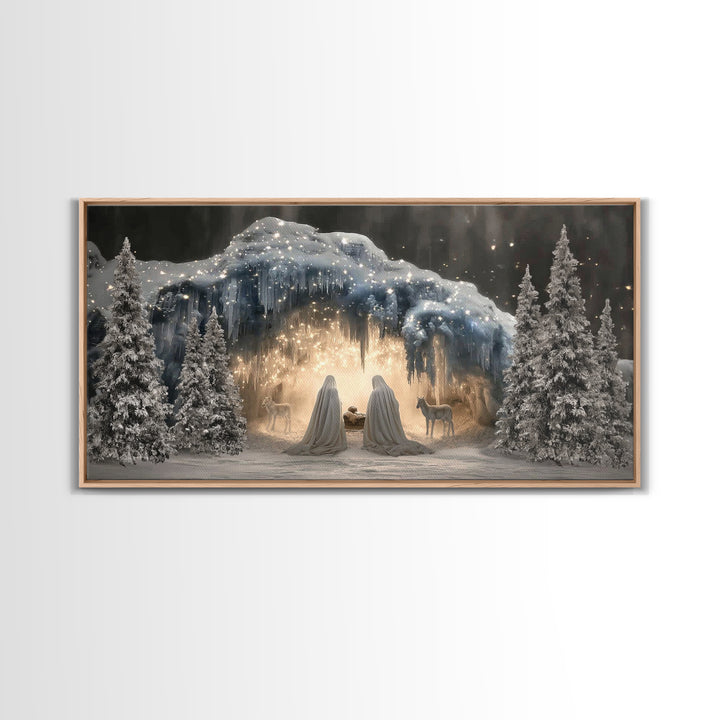 Holy Cave Light – Framed Canvas Print – Christian Art Canvas – Christmas Wall Art – Jesus Christmas Art – Christian Art Print – Christian D