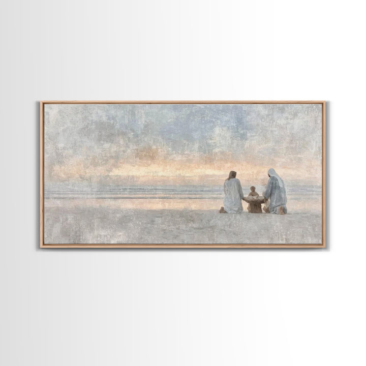 Sandy Nativity – Framed Canvas Print – Christian Art Canvas – Christmas Wall Art – Christian Christmas Art – Christian Decor For Home – Chr