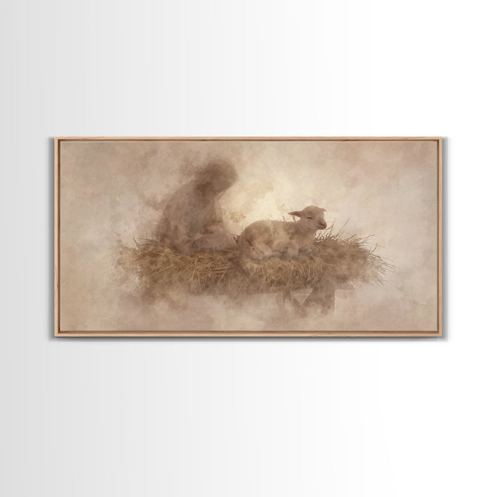 Lamb of Peace – Framed Canvas Print – Christian Wall Art – Christian Art Canvas – Christian Christmas Art – Jesus Painting – Christian Deco