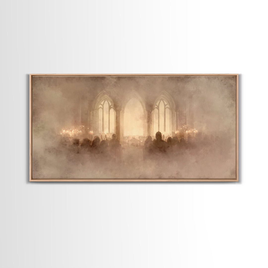Holy Evening Prayer, Framed Canvas Print, Christian Art Canvas, Christian Wall Art, Christmas Art, Christian Christmas Art, Moody Christian