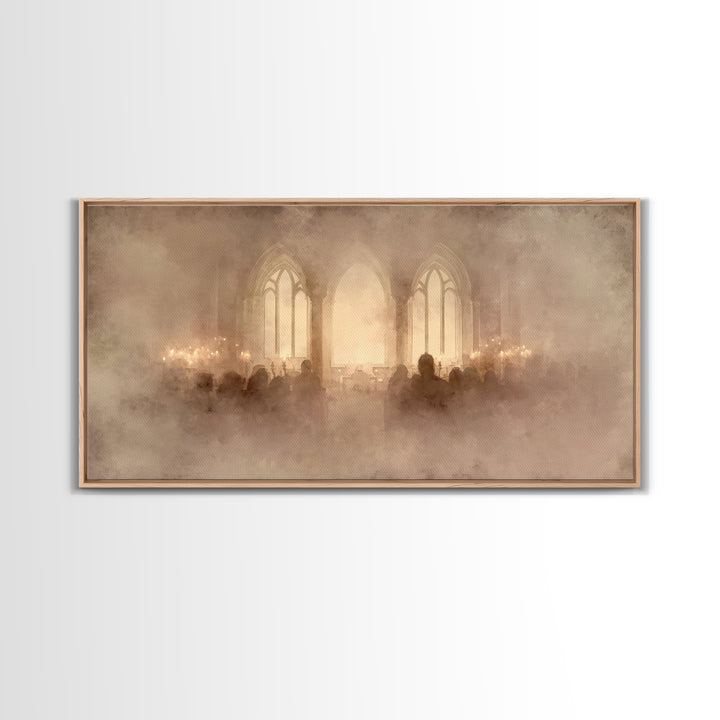 Holy Evening Prayer, Framed Canvas Print, Christian Art Canvas, Christian Wall Art, Christmas Art, Christian Christmas Art, Moody Christian