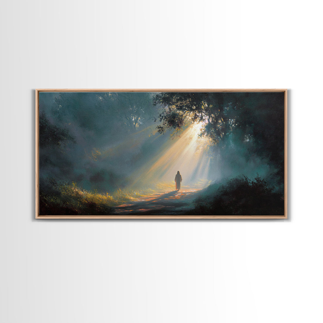 Forest Revelation – Framed Canvas Print – Christian Art Canvas – Jesus Art Print – Christian Wall Art – Moody Christian Art – Large Christi