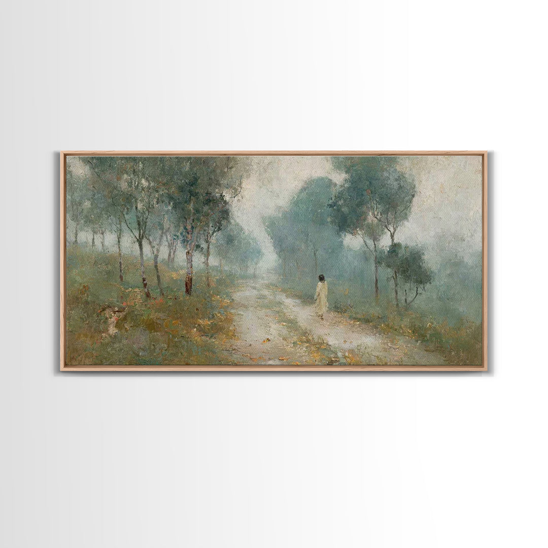 The Quiet Path – Framed Canvas Print – Christian Wall Art – Jesus Painting – Christian Art Canvas – Christian Decor – Christmas Art
