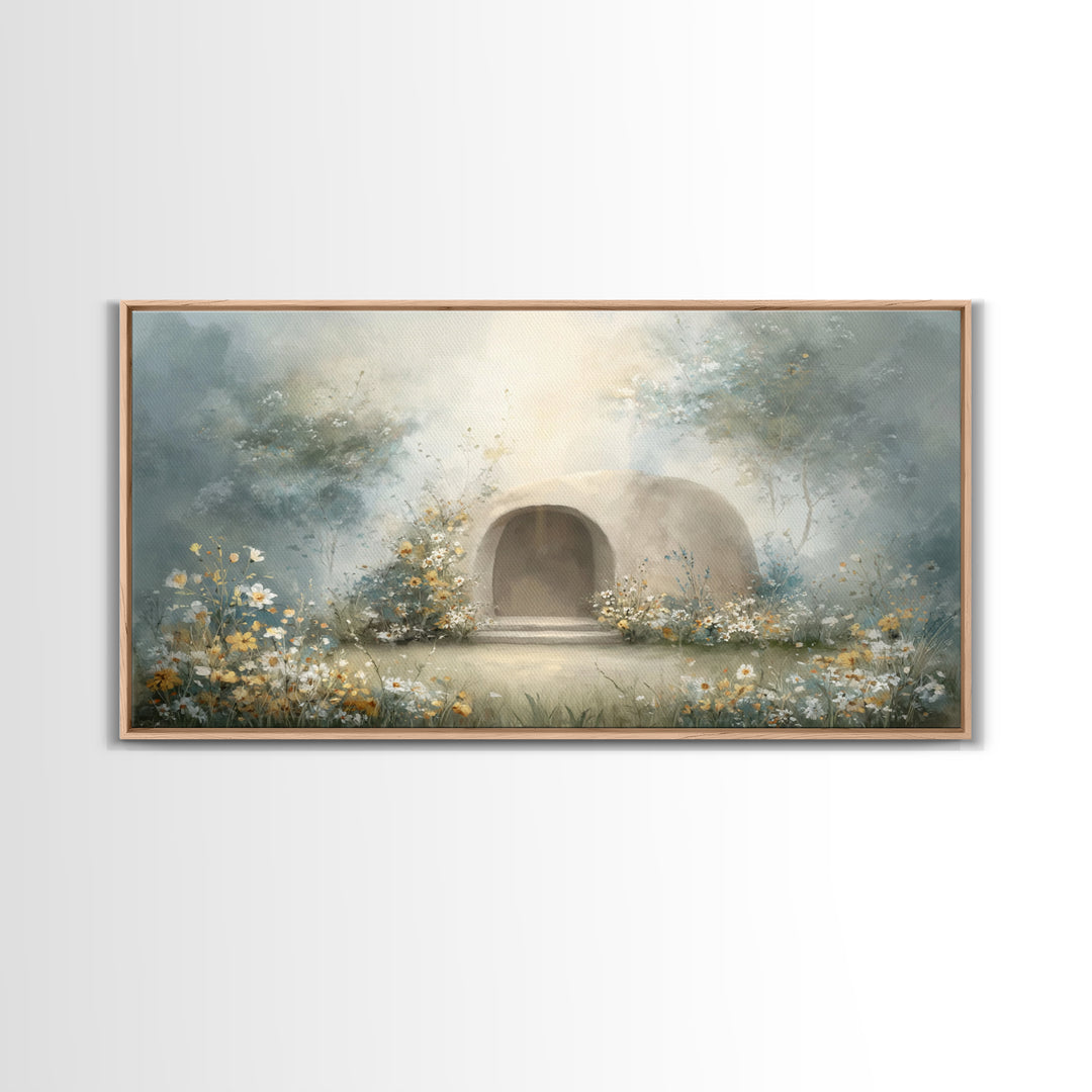 Blooming Sanctuary – Framed Canvas Print – Christian Art – Christian Wall Art – Christian Art Canvas – Christian Decor – Moody Christian Ar