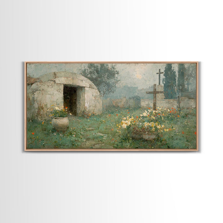 Risen Morning – Framed Canvas Print – Christian Wall Art – Christian Art Canvas – Christian Decor – Christian Art – Modern Christian Art