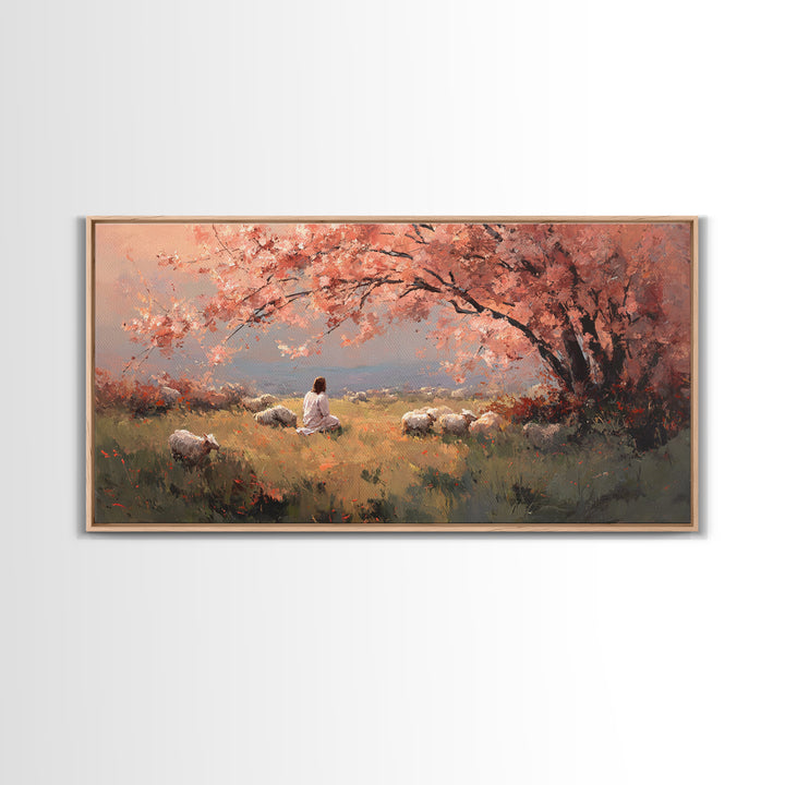 Blossoms Of Grace – Framed Canvas Print – Christian Wall Art – Jesus Painting – Christian Art Canvas – Christmas Art