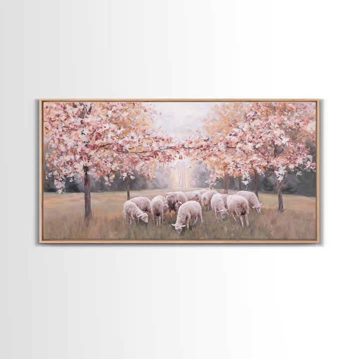 Radiant Pasture Hope – Framed Canvas Print – Christian Art Canvas – Jesus Painting – Christmas Art – Christian Wall Art