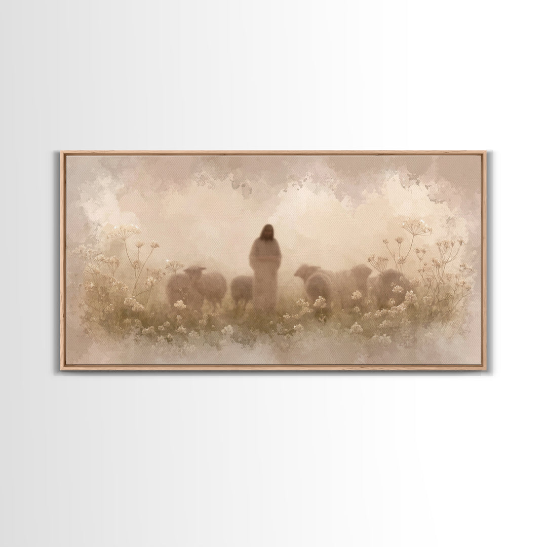 Pastoral Spring Calm – Framed Canvas Print – Christian Art – Jesus Painting – Christian Art Canvas – Christmas Wall Art
