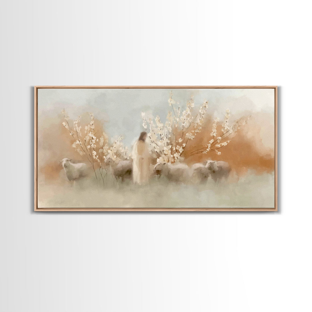 Morning Grace Path | Framed Canvas Print | Jesus Painting | Christian Wall Art | Christmas Art | Christian Art Canvas