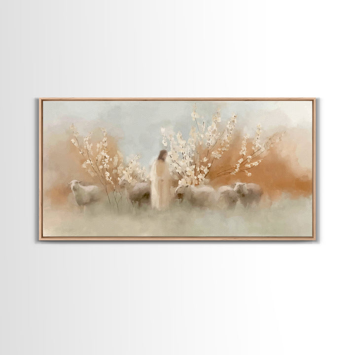 Morning Grace Path | Framed Canvas Print | Jesus Painting | Christian Wall Art | Christmas Art | Christian Art Canvas