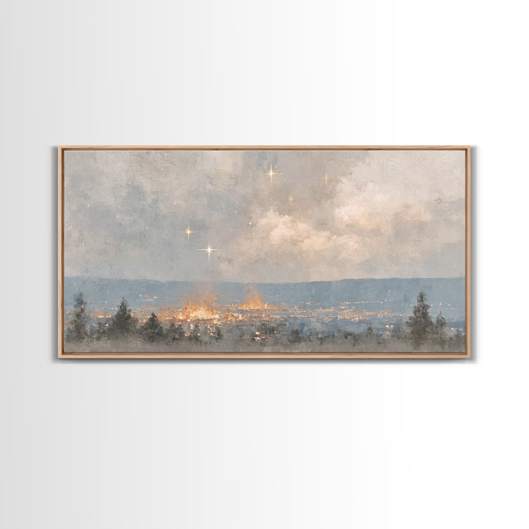 City of Peace – Framed Canvas Print – Christian Wall Art – Christmas Art Prints – Christian Christmas Decor – Christian Art Canvas – Moody