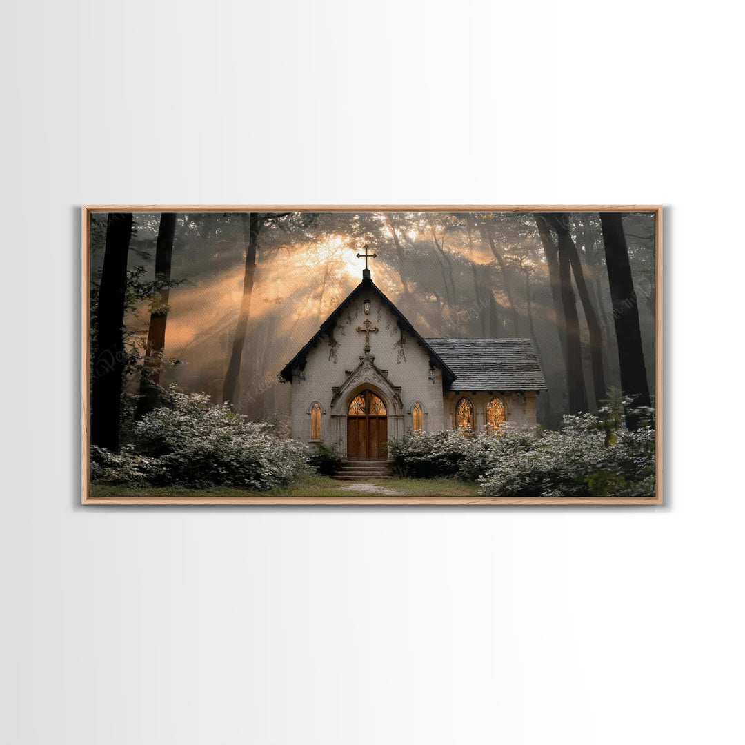 Forest Chapel Grace – Framed Canvas Print – Christian Wall Art – Christian Art Canvas – Christian Painting – Christian Decor – Christian Ar