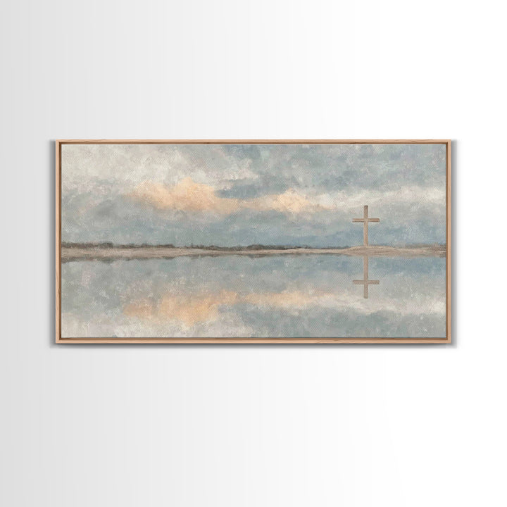 Reflected Cross Faith – Framed Canvas Print – Christian Art Canvas – Christian Wall Art – Christian Painting – Christian Art – Christian De