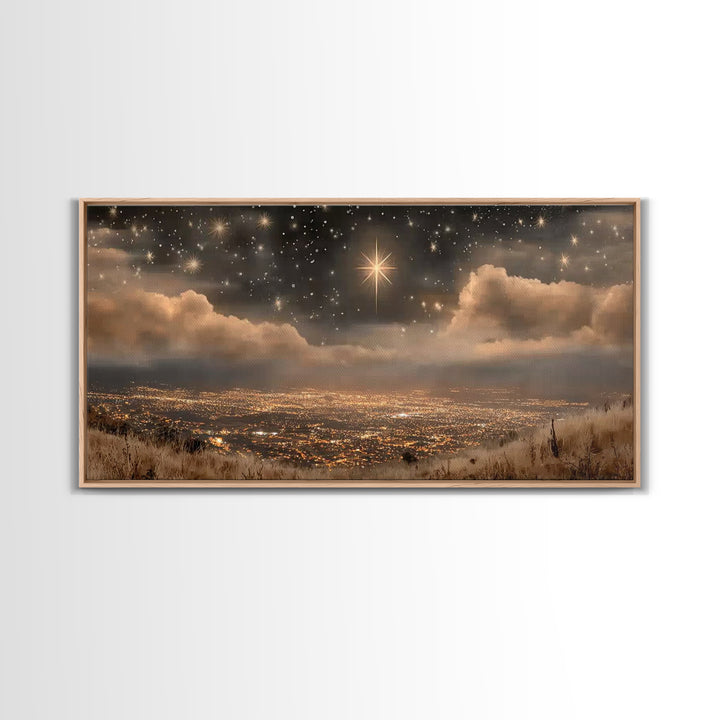 Bethlehem Shine, Framed Canvas Print, Christian Art Prints, Christmas Art, Christian Christmas Art, Christian Wall Art, Modern Christian Ar