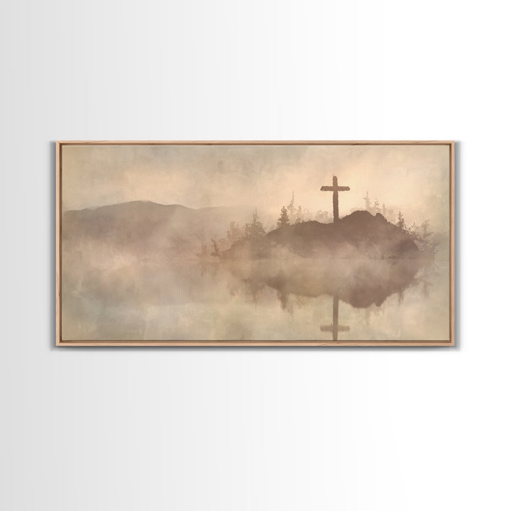 Hilltop Cross – Framed Canvas Print – Christian Wall Art – Christian Art Canvas – Jesus Painting – Christian Christmas Art – Christian Gift