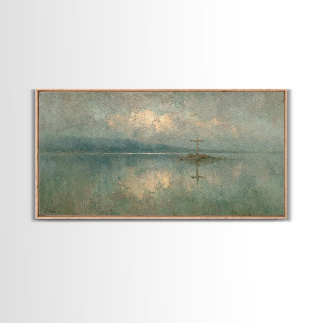 Silent Waters – Framed Canvas Print – Christian Wall Art – Christian Art Print – Jesus Painting – Moody Christian Art – Christian Gift Idea