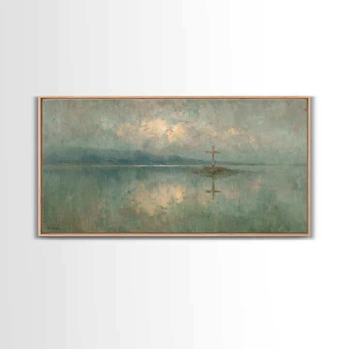 Silent Waters – Framed Canvas Print – Christian Wall Art – Christian Art Print – Jesus Painting – Moody Christian Art – Christian Gift Idea