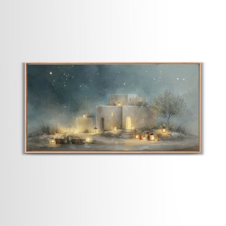 Bethlehem Glow – Framed Canvas Print – Christian Wall Art – Christian Art Canvas – Christmas Art Prints – Christian Christmas Decor – Jesus
