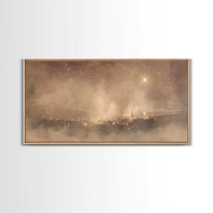Heavenly Starfall – Framed Canvas Print – Christian Christmas Art – Christian Wall Art – Christmas Art Prints – Christian Art – Christian A