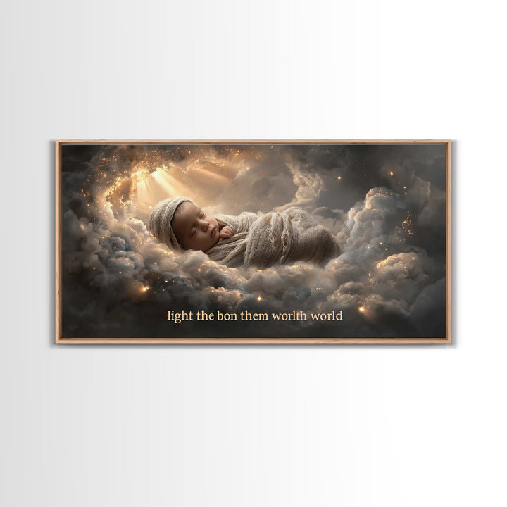 Heaven’s Child – Framed Canvas Print – Christian Wall Art – Jesus Christmas Art – Christian Art Canvas – Christian Gift – Christmas Art Pri
