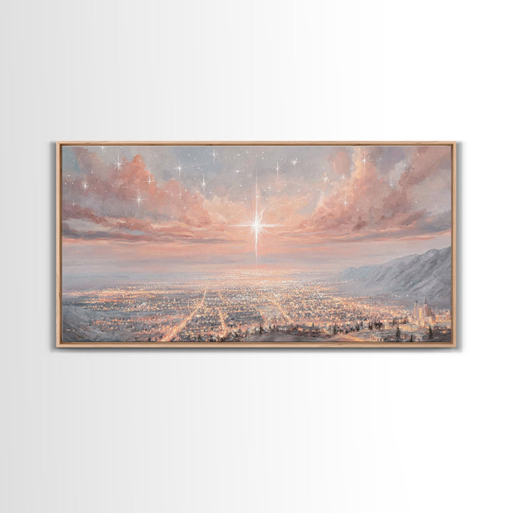 Celestial Dawn Light | Framed Canvas Print | Christian Christmas Art | Christian Art Prints | Christmas Wall Art | Christian Wall Art | Uni