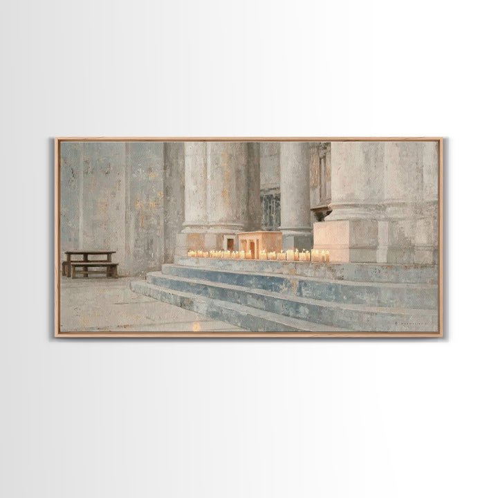 Altar Glow – Framed Canvas Print – Christian Christmas Art – Christian Wall Art – Christmas Art Prints – Christian Art Canvas – Christian D