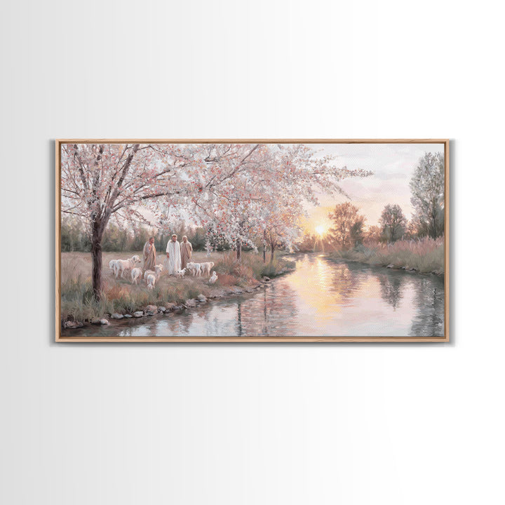 Riverside Disciples – Framed Canvas Print – Christian Art Canvas – Christian Wall Art – Jesus Painting – Christmas Art – Christian Decorati