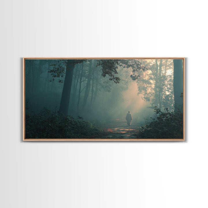Forest Of Grace, Framed Canvas Print, Christian Wall Art, Christian Christmas Art, Jesus Painting, Modern Christian Art