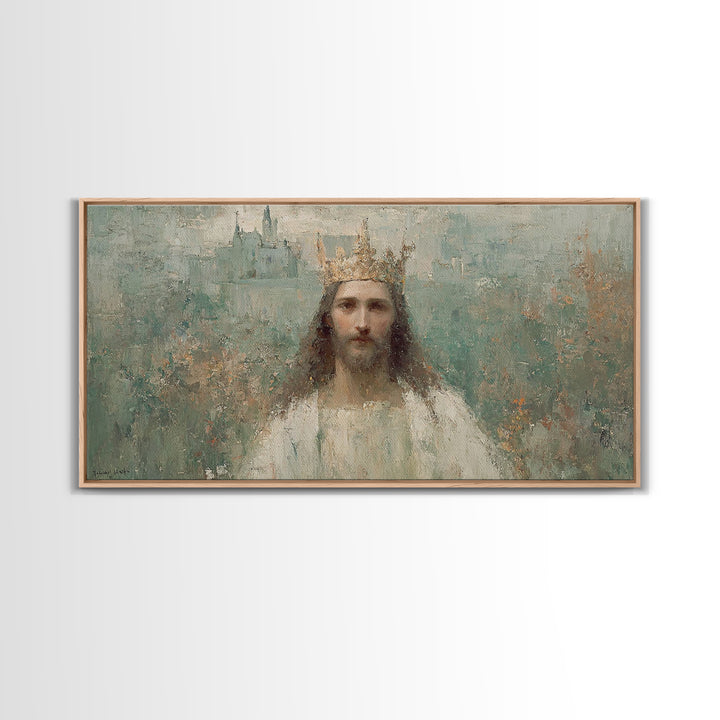 Eternal King – Framed Canvas Print – Vintage Christian Art – Christian Art Canvas – Jesus Painting – Christian Wall Art – Christian Christm