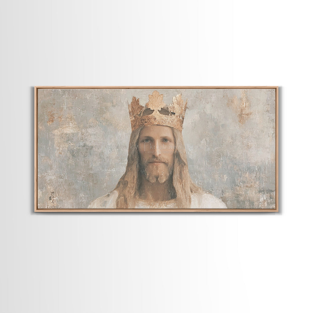 King Of Grace – Framed Canvas Print – Christian Art Canvas – Christian Wall Art – Jesus Painting – Christian Art Print – Christmas Art Fram