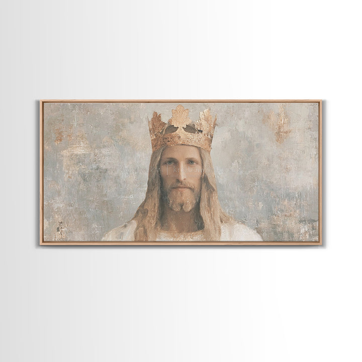 King Of Grace – Framed Canvas Print – Christian Art Canvas – Christian Wall Art – Jesus Painting – Christian Art Print – Christmas Art Fram