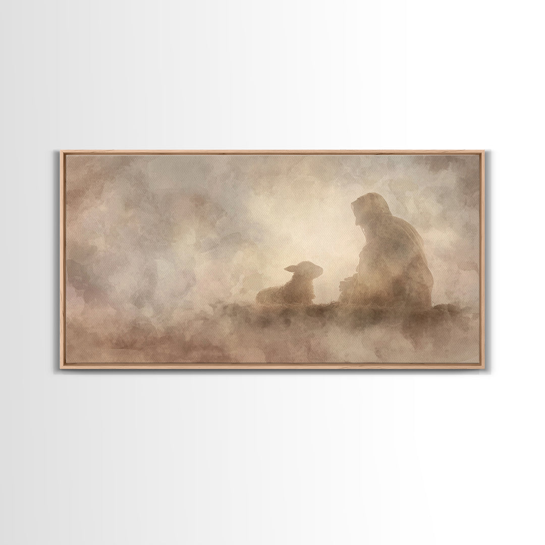 Silent Nativity – Framed Canvas Print – Christian Wall Art – Jesus Painting – Christmas Art – Christian Decor – Christian Art Canvas