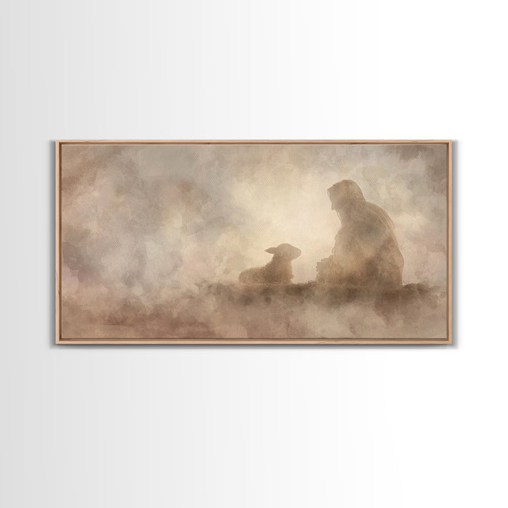 Silent Nativity – Framed Canvas Print – Christian Wall Art – Jesus Painting – Christmas Art – Christian Decor – Christian Art Canvas