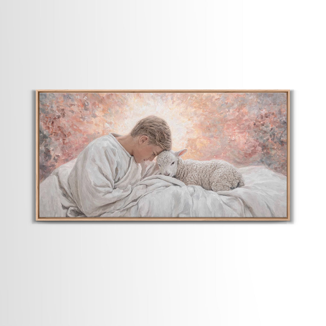 Shepherd Child Light – Framed Canvas Print – Jesus Painting – Christian Art Canvas – Christian Wall Art – Christian Christmas Art – Christi