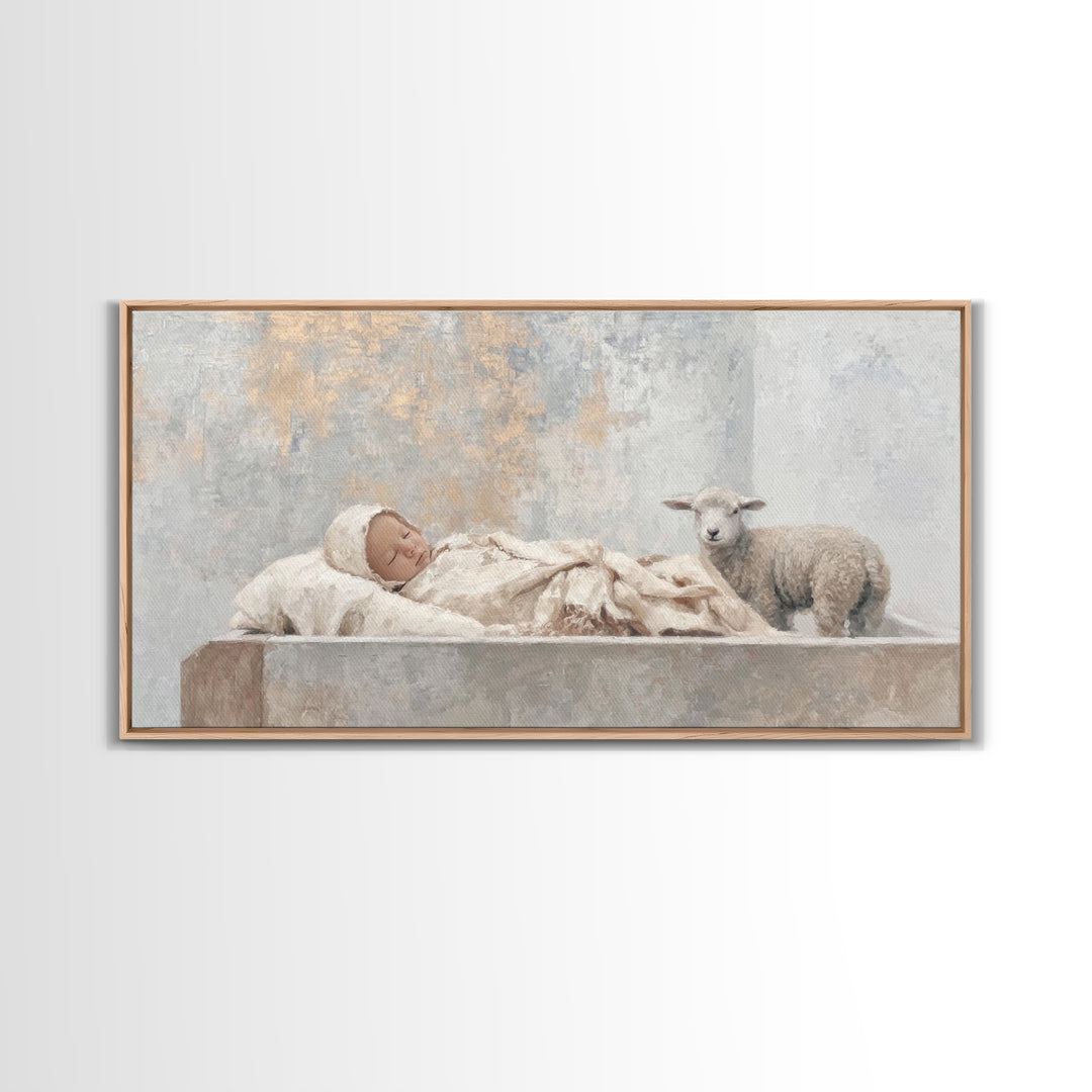 Infant Peace – Framed Canvas Print – Christian Christmas Art – Christian Wall Art – Jesus Painting – Christian Art Canvas – Christmas Art
