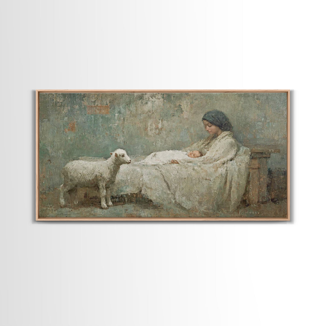 Mother’s Vigil – Framed Canvas Print – Christian Art Canvas – Christian Wall Art – Jesus Painting – Christian Decor – Christian Christmas A