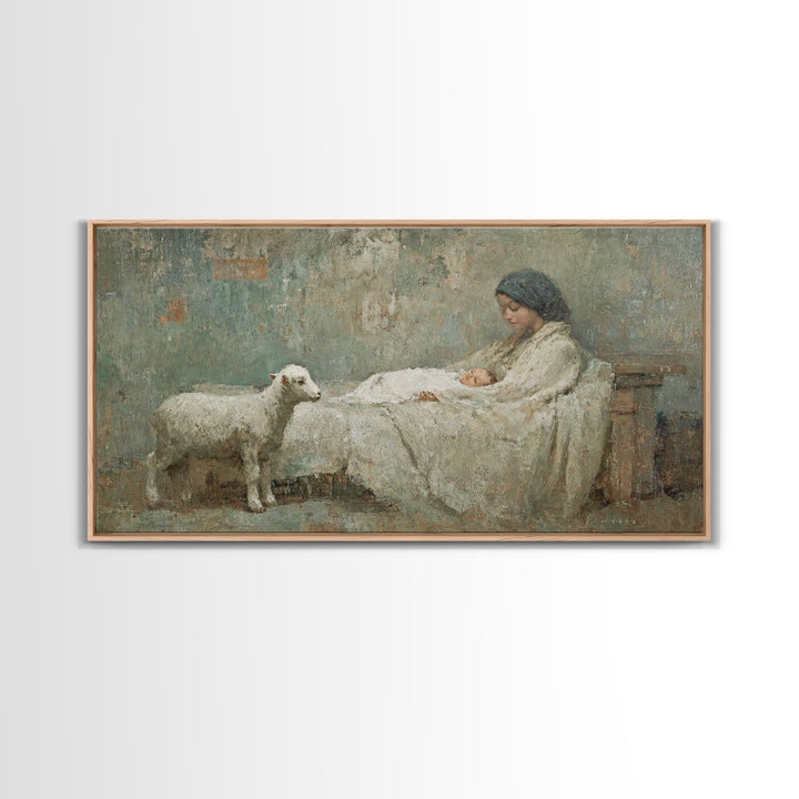 Mother’s Vigil – Framed Canvas Print – Christian Art Canvas – Christian Wall Art – Jesus Painting – Christian Decor – Christian Christmas A