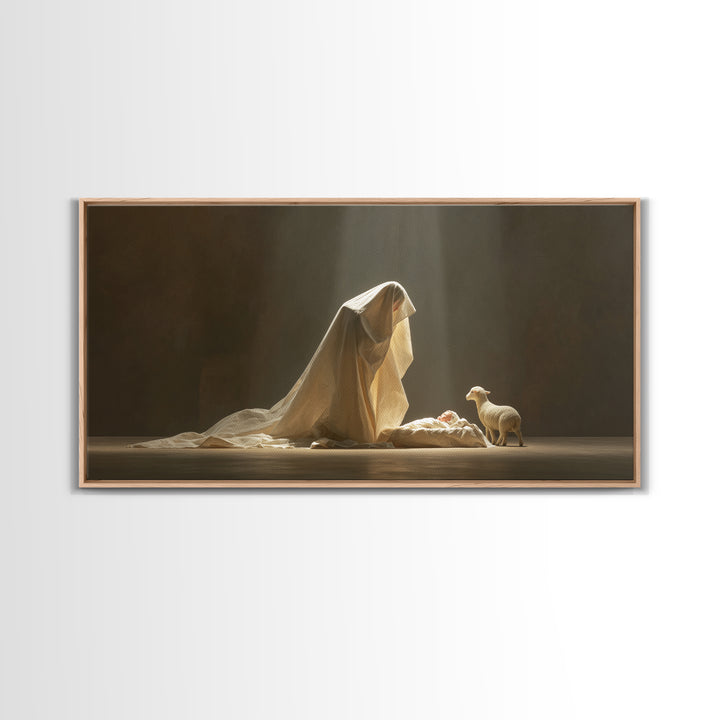 Sacred Adoration – Framed Canvas Print – Christian Art Canvas – Christian Christmas Art – Christian Wall Art – Christian Decor – Jesus Pain