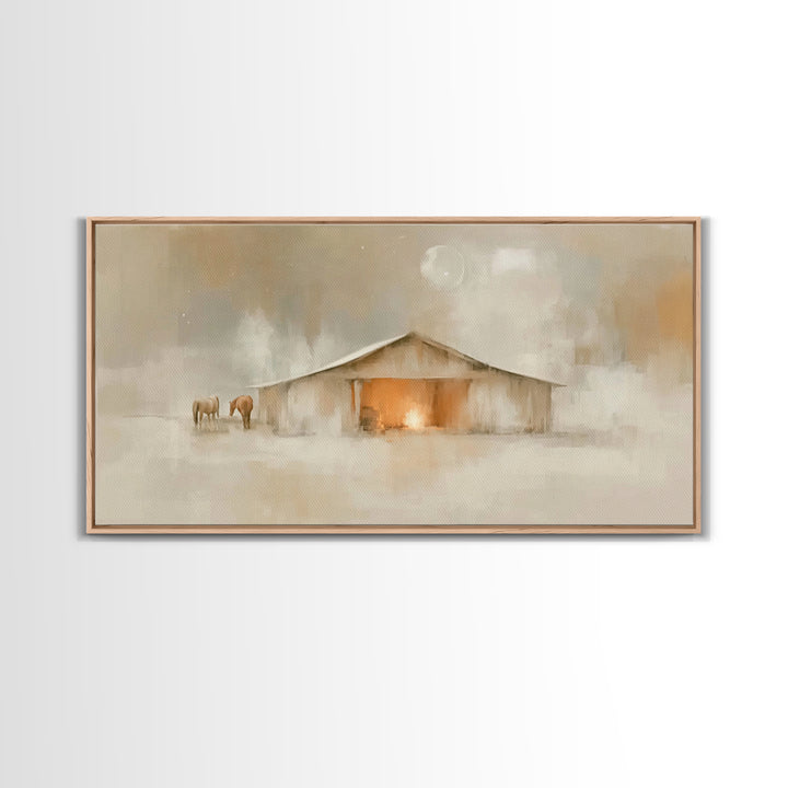 Quiet Manger – Framed Canvas Print – Christian Art Canvas – Christmas Art – Christian Wall Art – Christian Decor – Christian Christmas Art