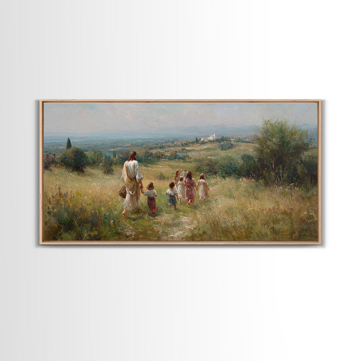 Shepherd’s Path Light – Framed Canvas Print – Jesus Painting – Christian Art Canvas – Christian Wall Art – Christian Art – Christian Gift I