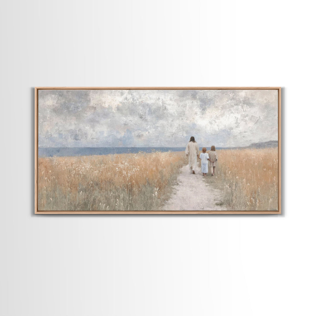 Fields Of Grace – Framed Canvas Print – Christian Art Canvas – Jesus Painting – Christian Wall Art – Christian Art – Christian Gift