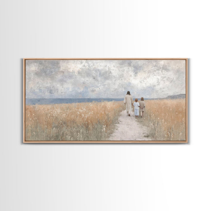 Fields Of Grace – Framed Canvas Print – Christian Art Canvas – Jesus Painting – Christian Wall Art – Christian Art – Christian Gift
