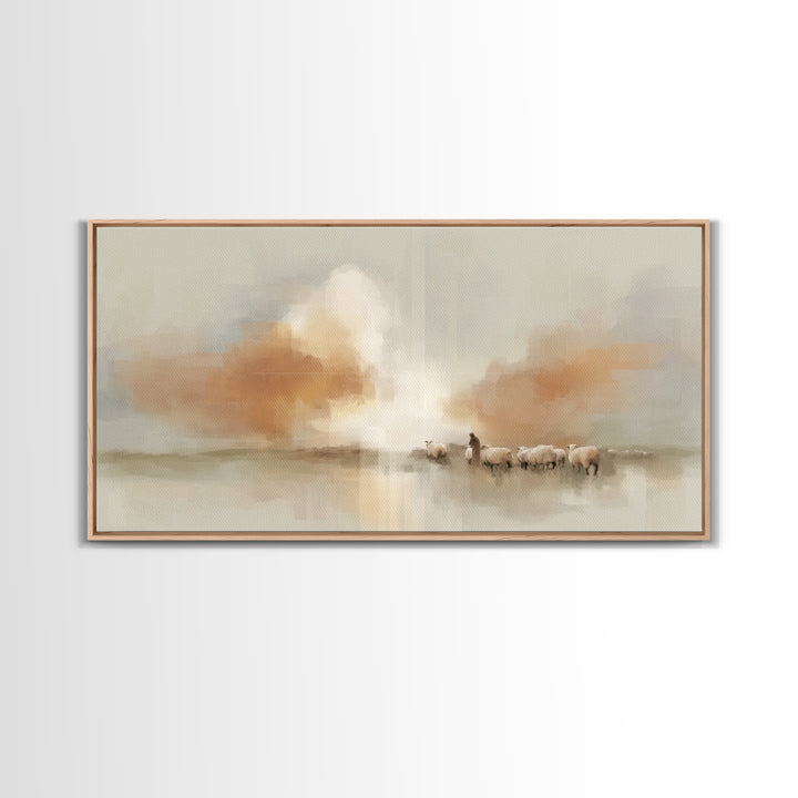 Soft Horizon Grace – Framed Canvas Print – Christian Art Painting – Christian Wall Art – Subtle Christian Art – Christian Art Canvas – Chri