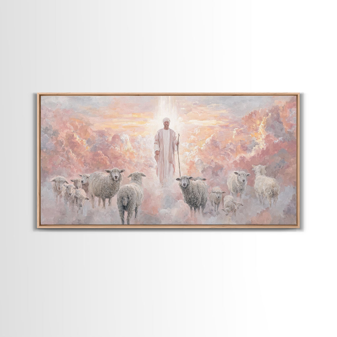 Glory Of The Shepherd – Framed Canvas Print – Jesus Painting – Christian Art Canvas – Christian Christmas Art – Christian Wall Art – Large