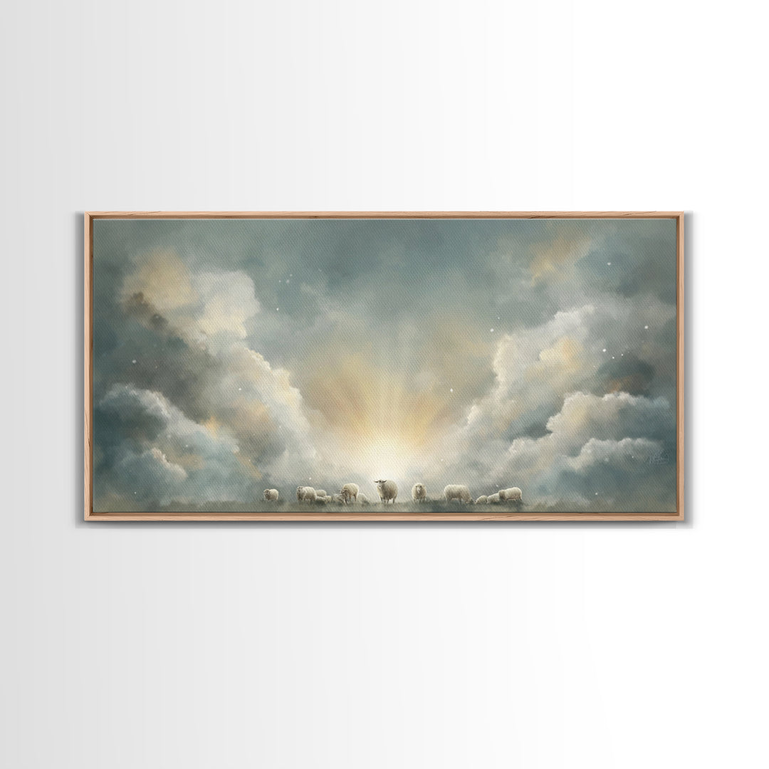 Shepherd’s Dawn Peace – Framed Canvas Print – Christian Art Canvas – Christian Wall Art – Christian Painting – Subtle Christian Art – Chris