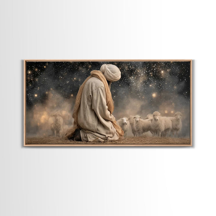 The Guiding Star – Framed Canvas Print – Christian Wall Art – Jesus Painting – Christian Art Canvas – Christian Christmas Art – Pastoral Sc