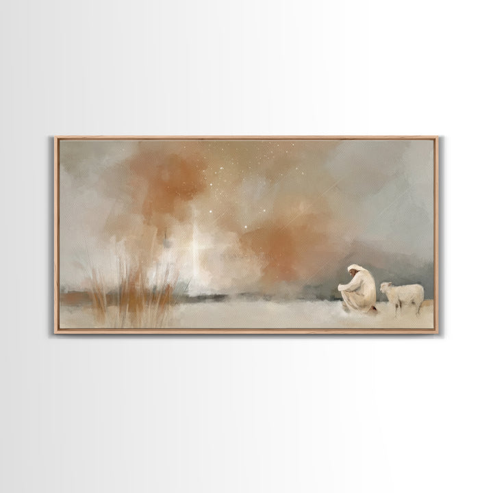 Humble Devotion – Framed Canvas Print – Christian Art Canvas – Christian Wall Art – Jesus Painting – Christmas Art – Christian Christmas De